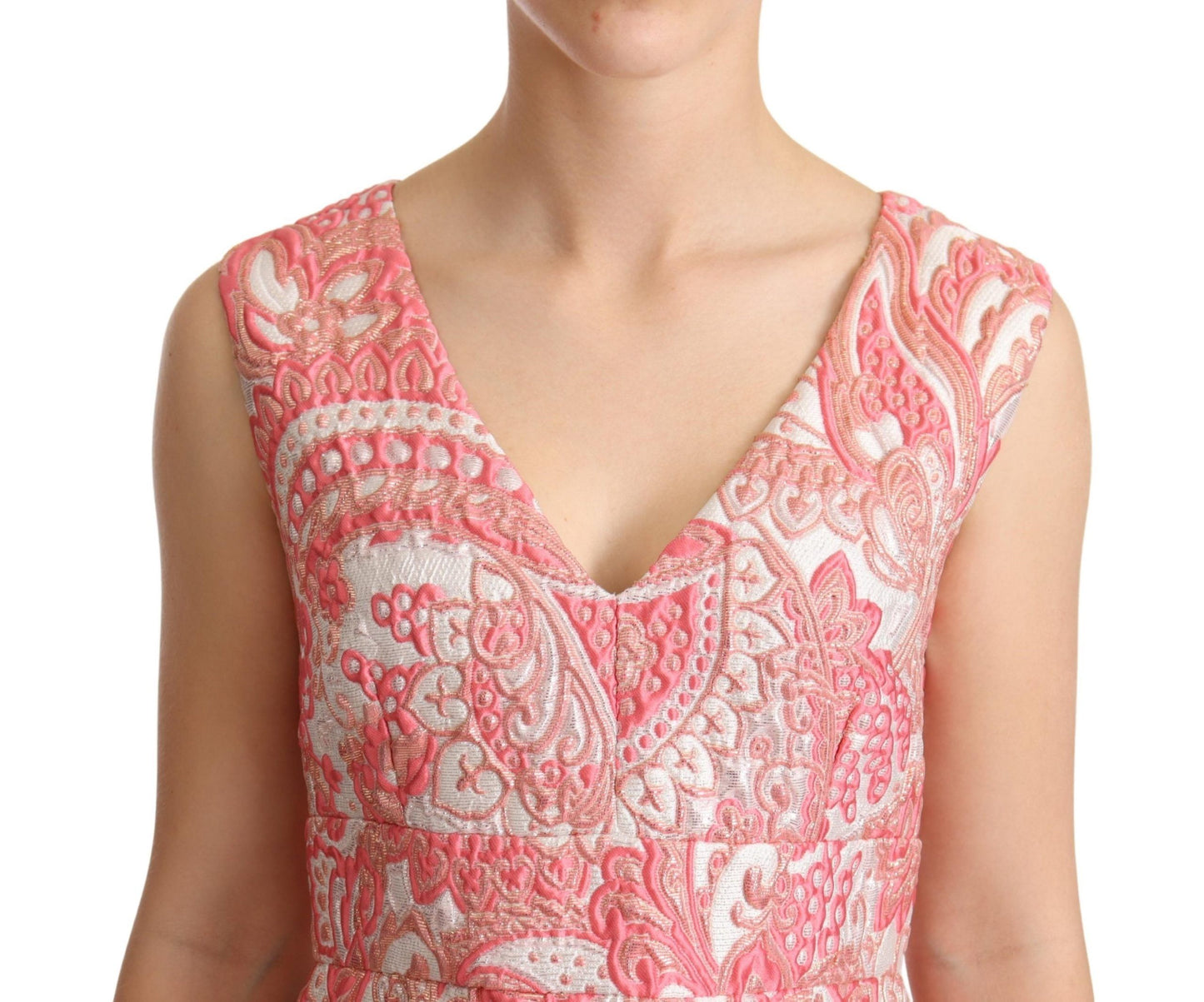 Robe-tailleur plissée en jacquard floral rose de Dolce & Gabbana