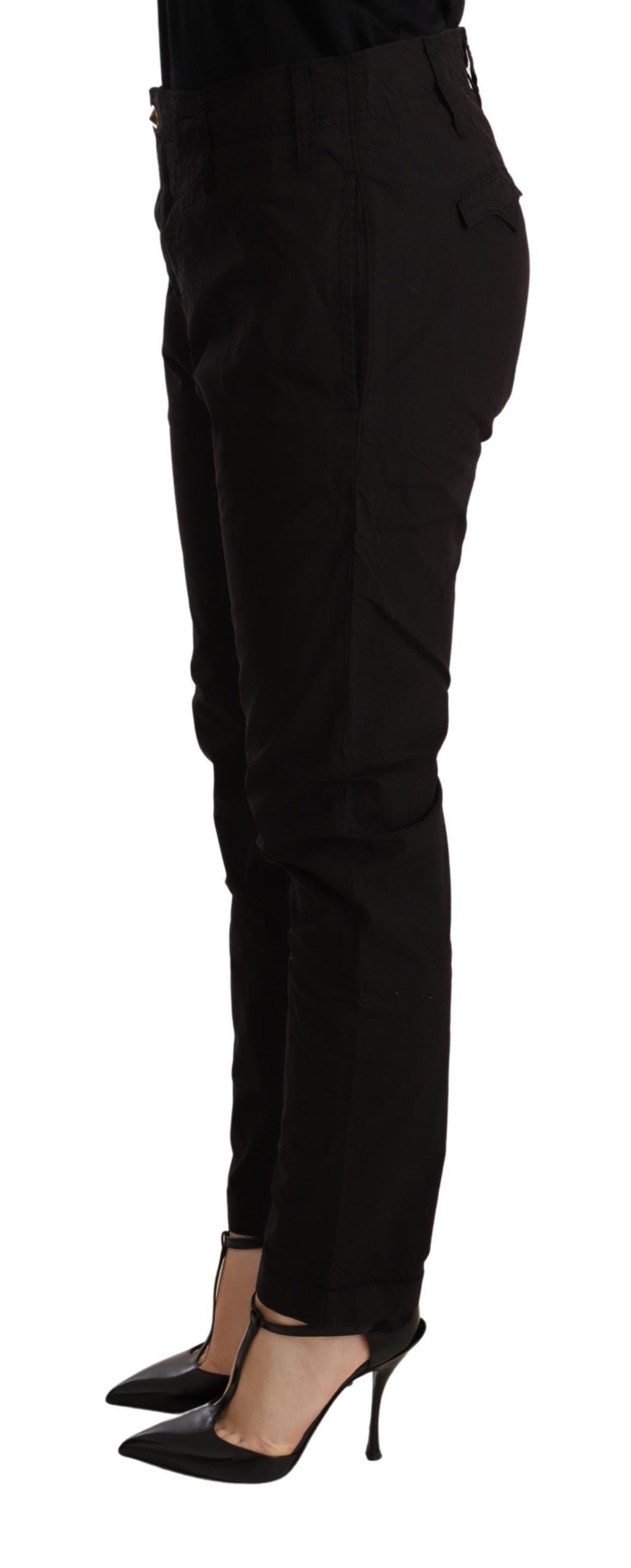 CYCLE Zwarte, middelhoge taille, wijde, smalle broek