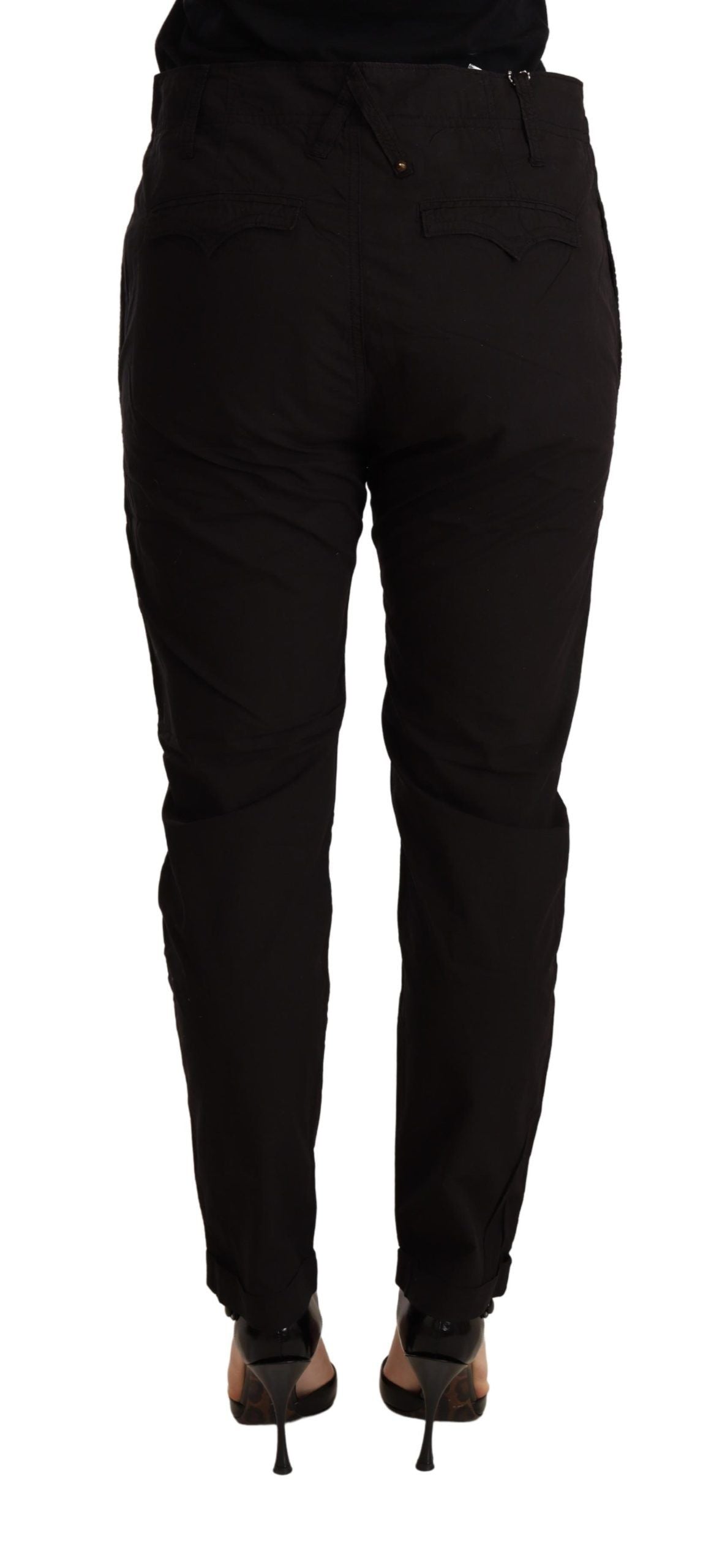 CYCLE Zwarte, middelhoge taille, wijde, smalle broek
