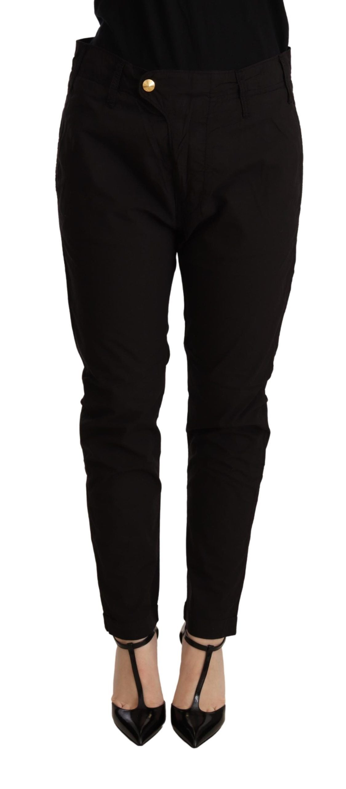 CYCLE Zwarte, middelhoge taille, wijde, smalle broek