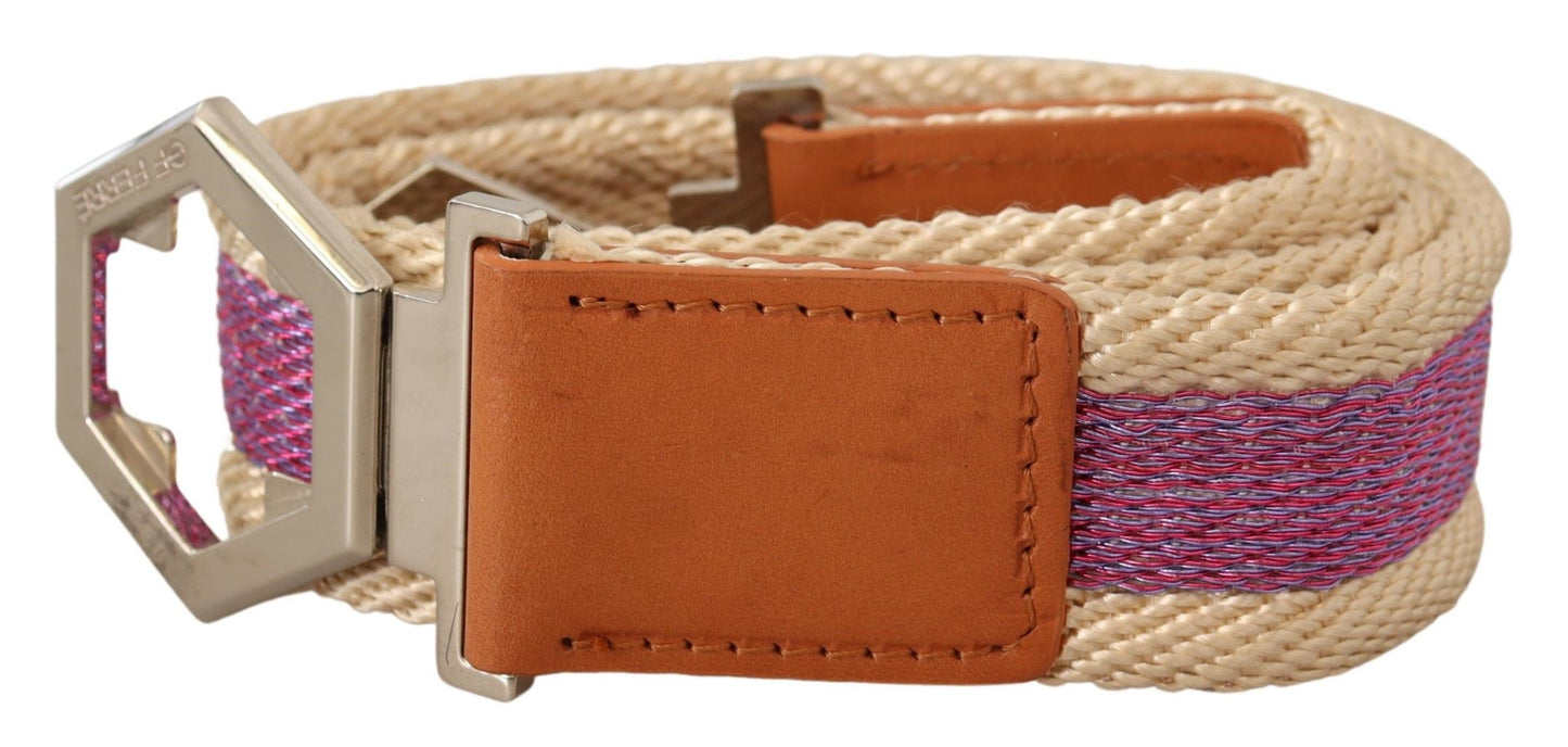 Ceinture GF Ferre en cuir multicolore avec boucle à logo hexagonal argenté