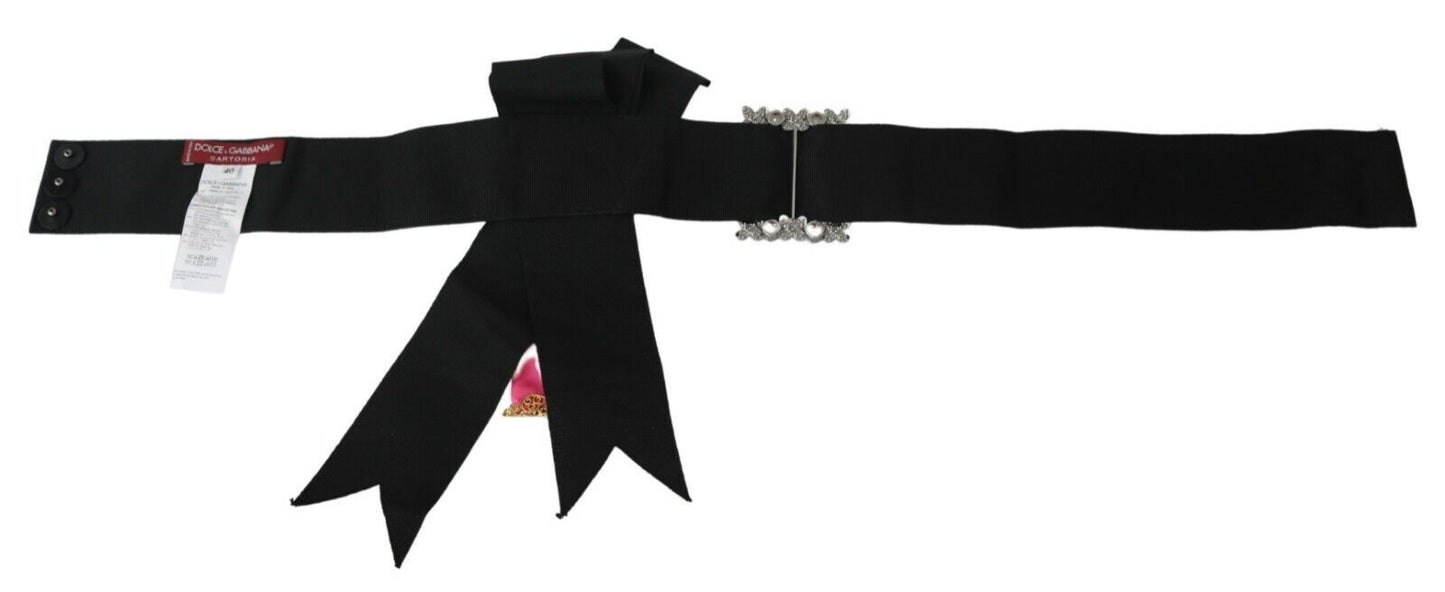 Ceinture en coton Dolce & Gabbana avec broche fleur noire et rose et cristaux