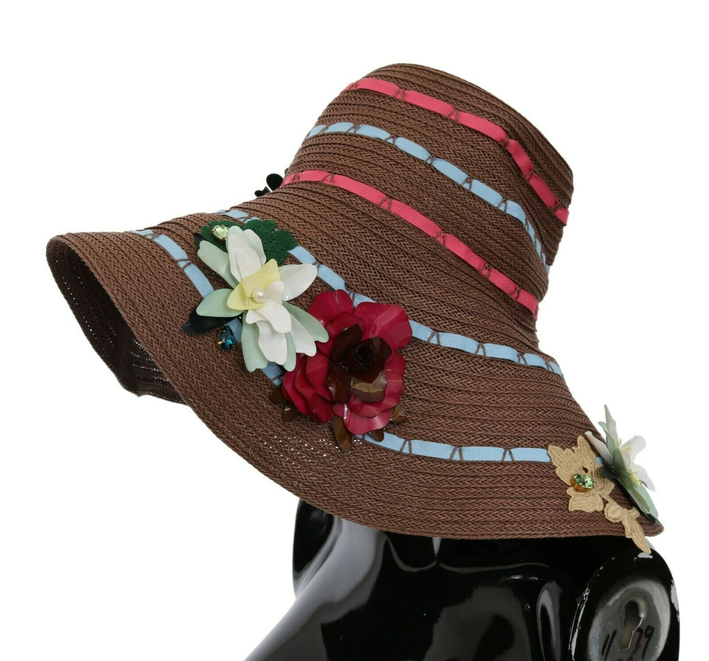 Dolce & Gabbana Bruine Gebreide Strohoed met Bloemenmotief