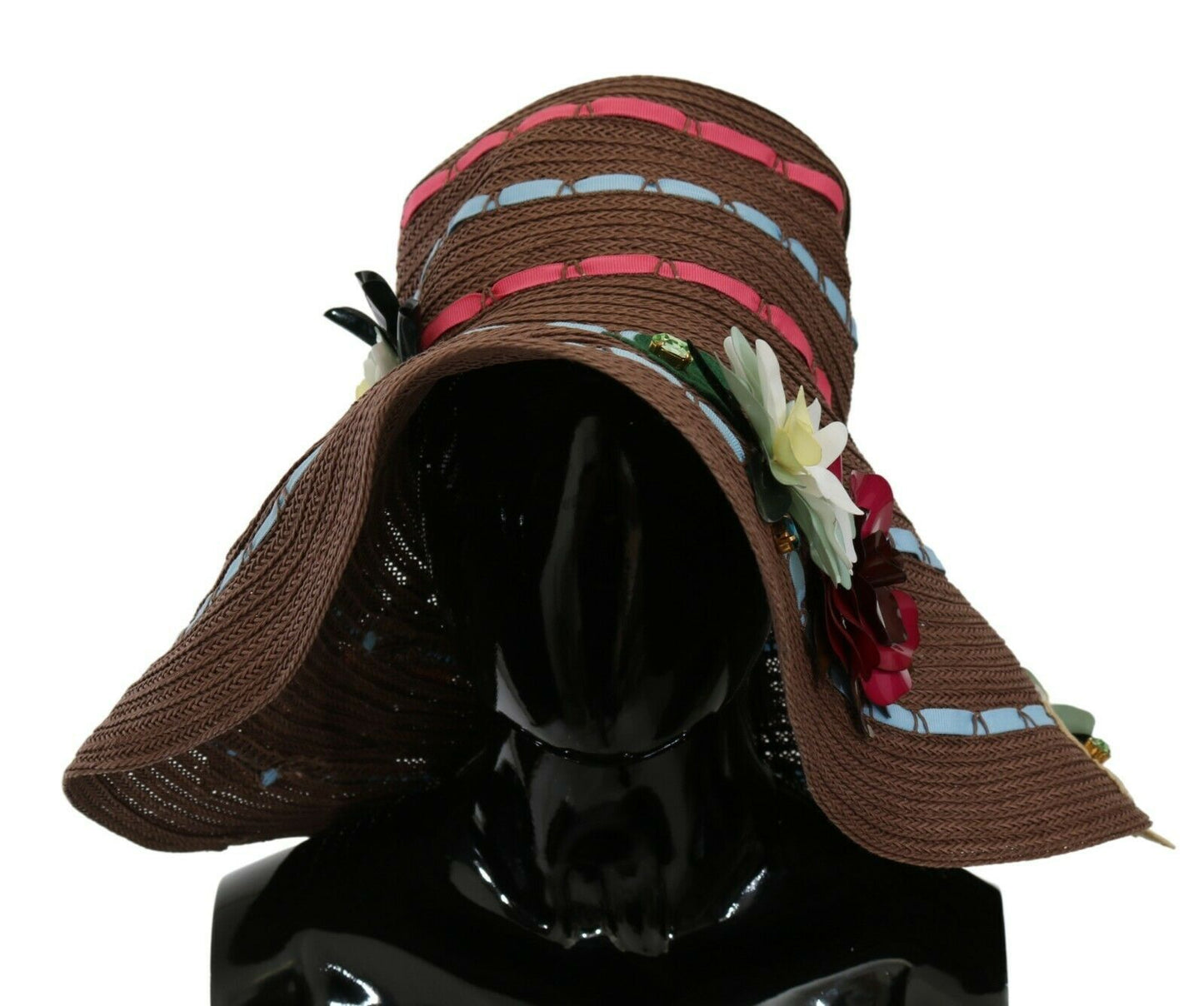 Dolce & Gabbana Bruine Gebreide Strohoed met Bloemenmotief