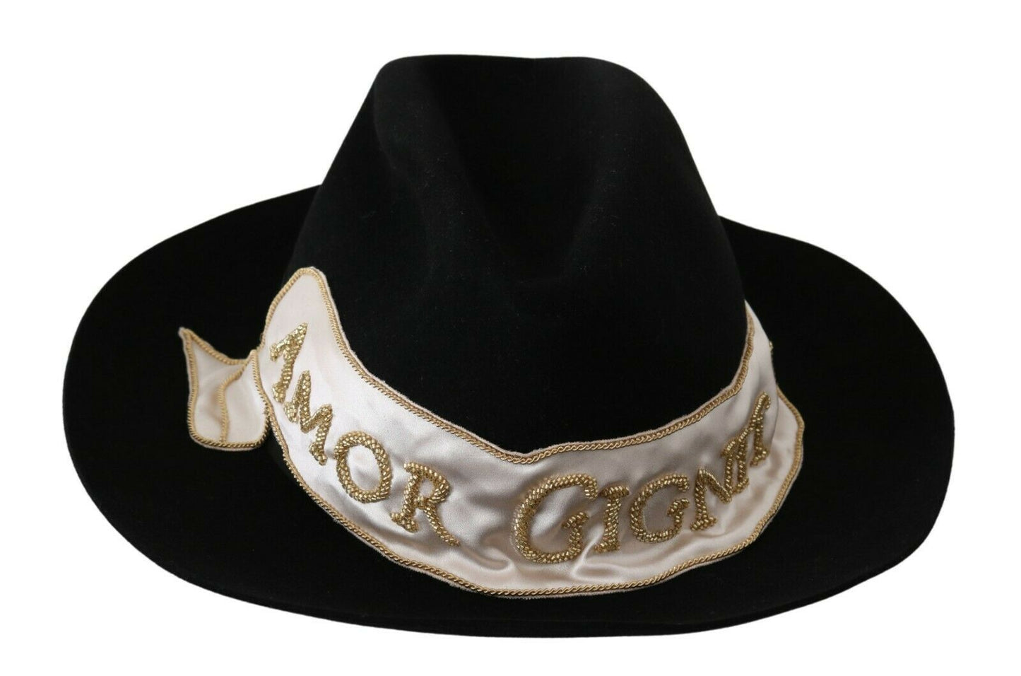 Dolce & Gabbana Chapeau Panama noir à large bord Lapin Amor Gignit