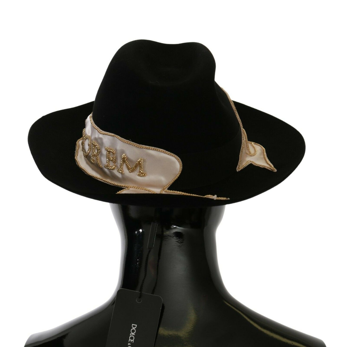 Dolce & Gabbana Chapeau Panama noir à large bord Lapin Amor Gignit