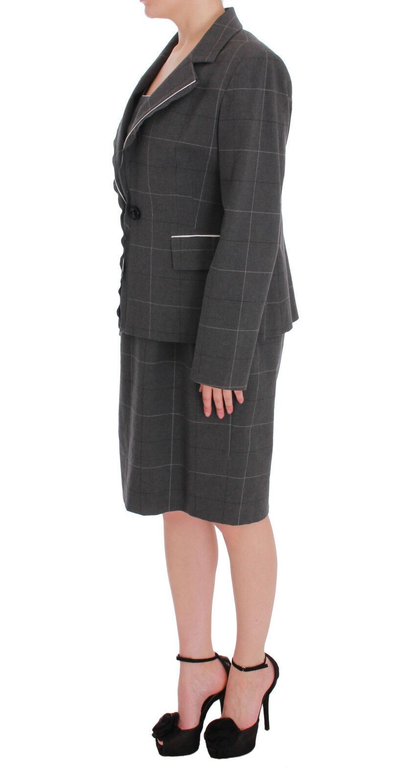 Ensemble tailleur-pantalon en coton à carreaux gris BENCIVENGA