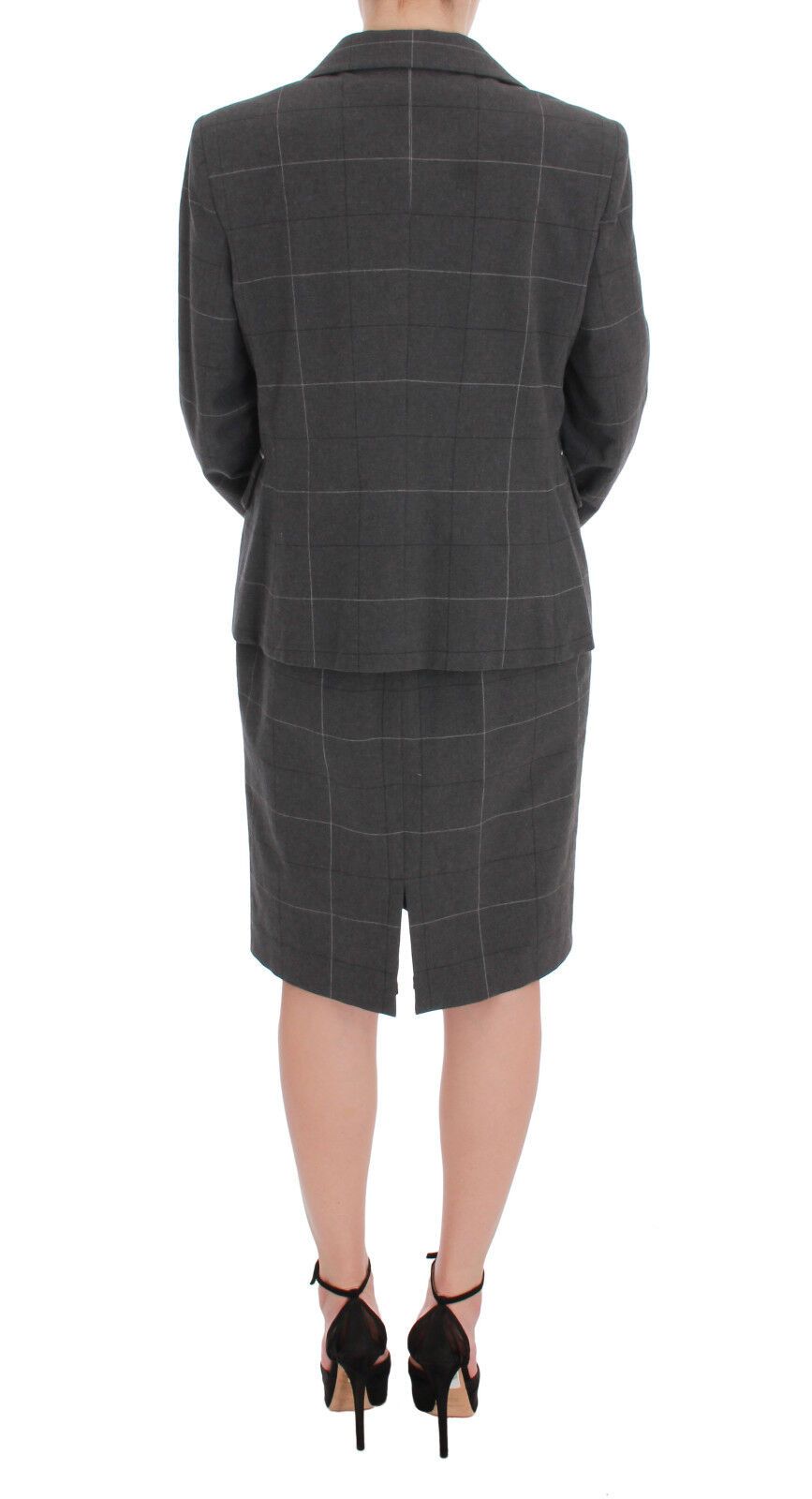 Ensemble tailleur-pantalon en coton à carreaux gris BENCIVENGA