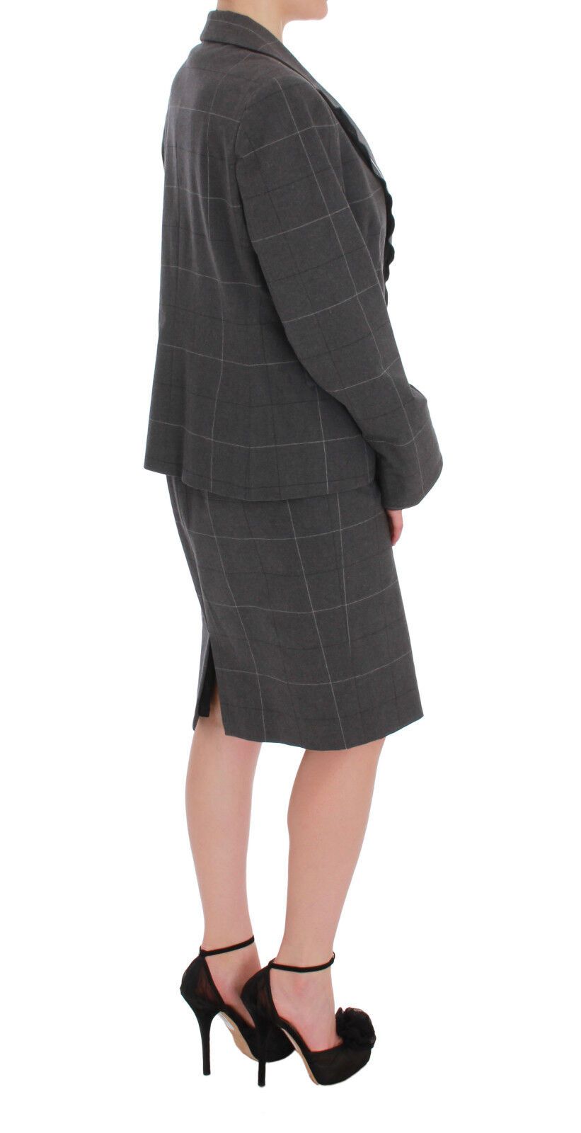 Ensemble tailleur-pantalon en coton à carreaux gris BENCIVENGA