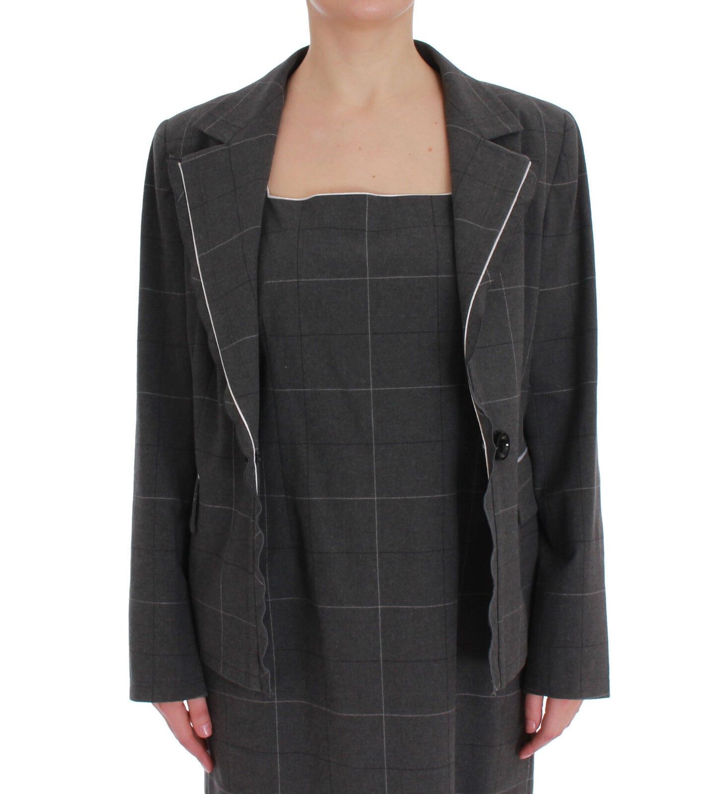 Ensemble tailleur-pantalon en coton à carreaux gris BENCIVENGA