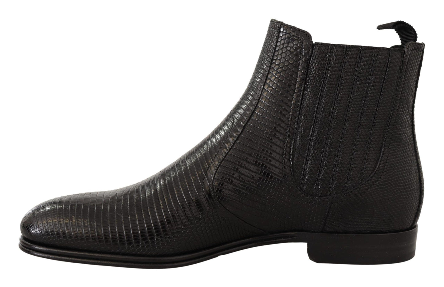 Bottes de cheville en cuir noir effet peau de lézard de Dolce & Gabbana