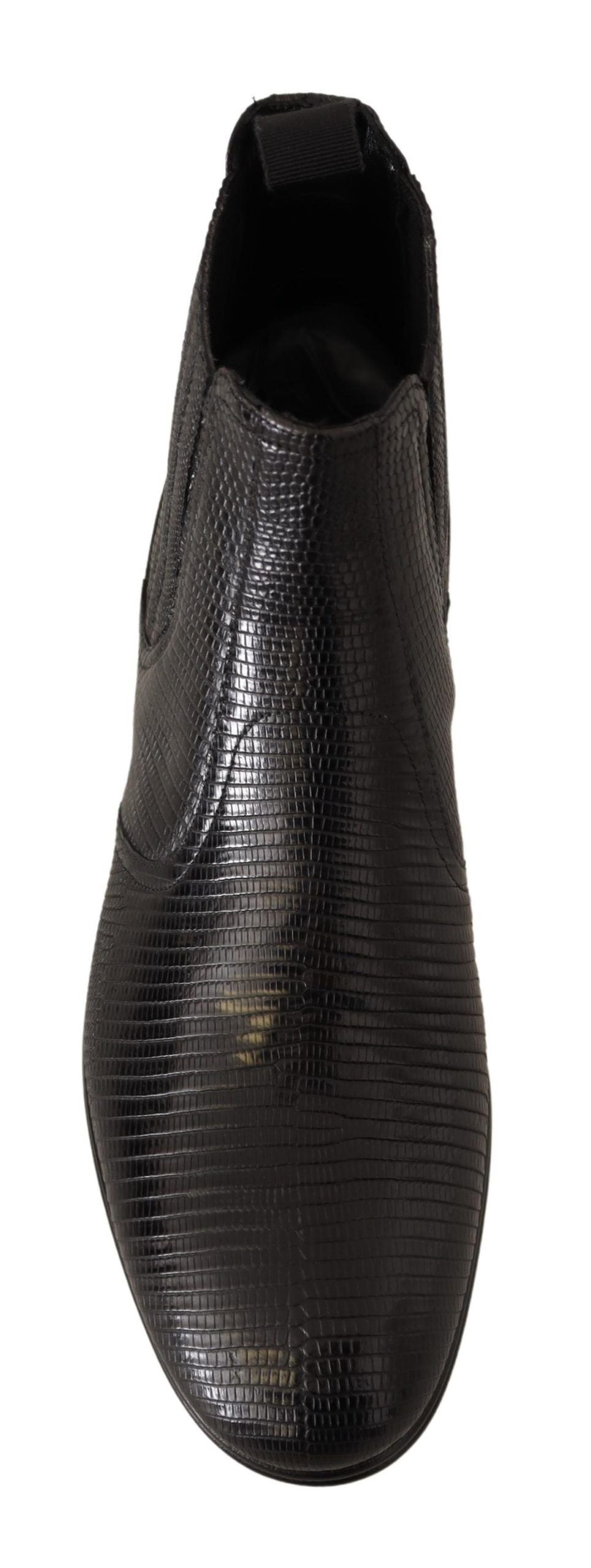 Bottes de cheville en cuir noir effet peau de lézard de Dolce & Gabbana