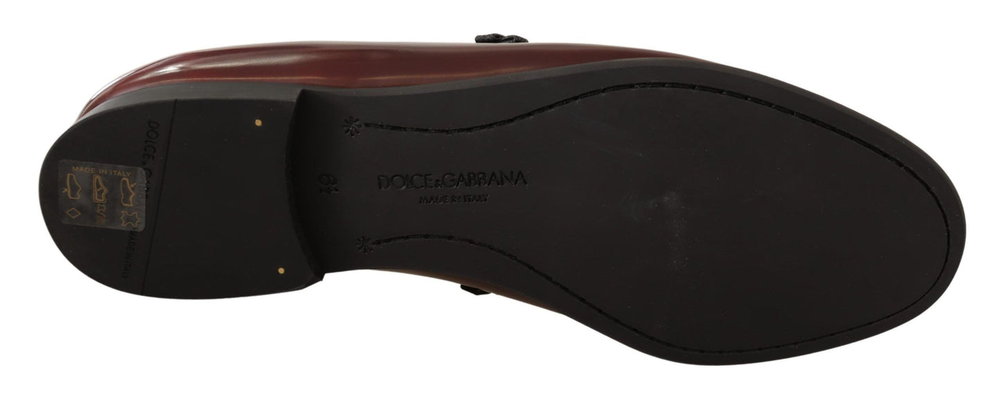 Escarpins à bout rond en cuir verni bordeaux de Dolce & Gabbana