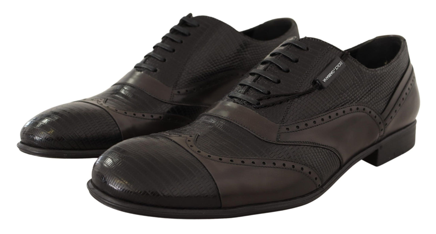 Chaussures Oxford en cuir de lézard marron de Dolce & Gabbana