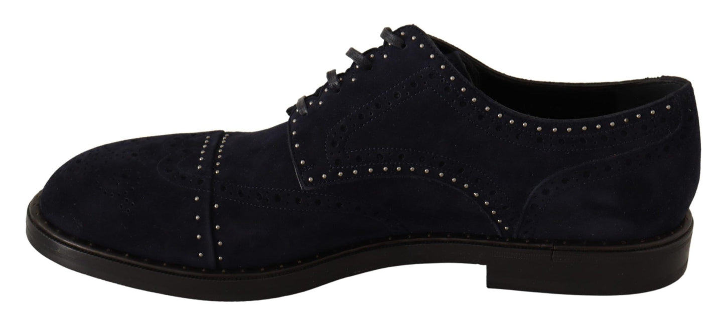 Chaussures derby en cuir de daim bleu avec clous de Dolce & Gabbana