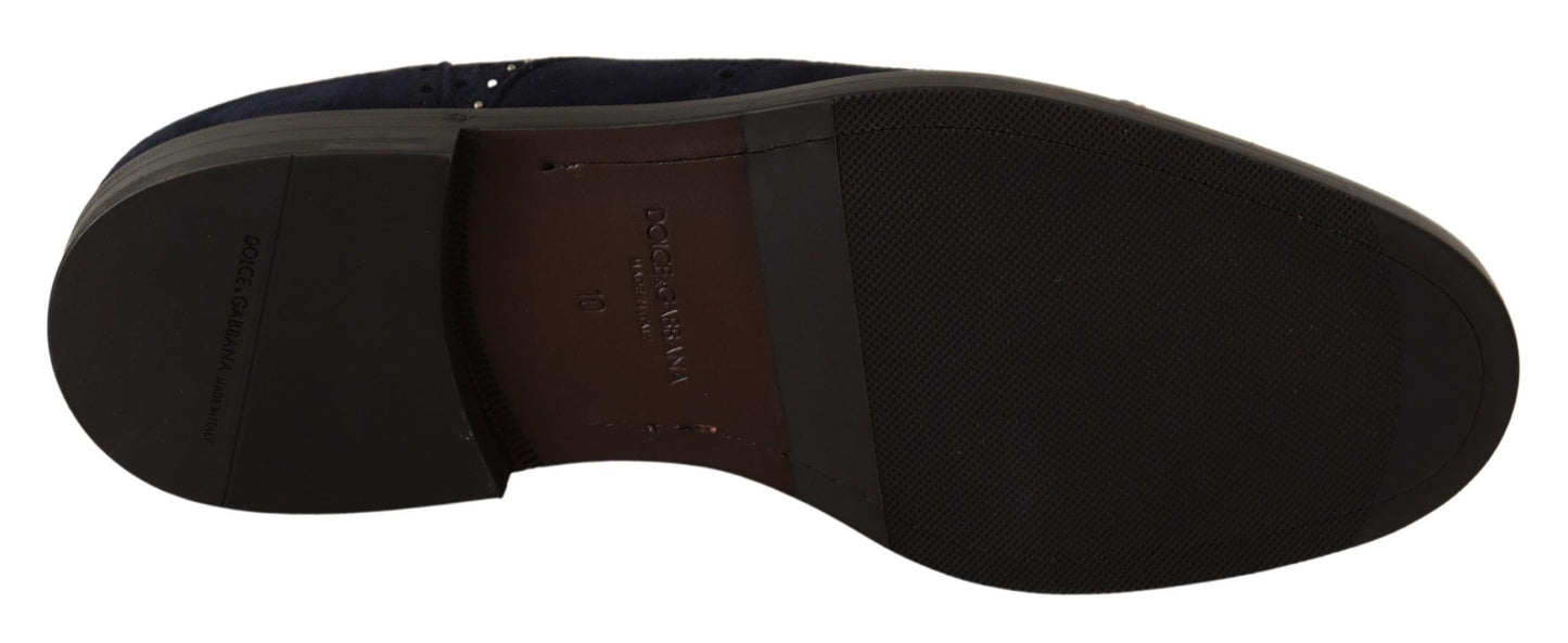 Chaussures derby en cuir de daim bleu avec clous de Dolce & Gabbana