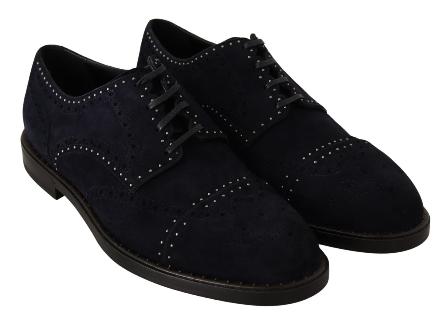 Chaussures derby en cuir de daim bleu avec clous de Dolce & Gabbana
