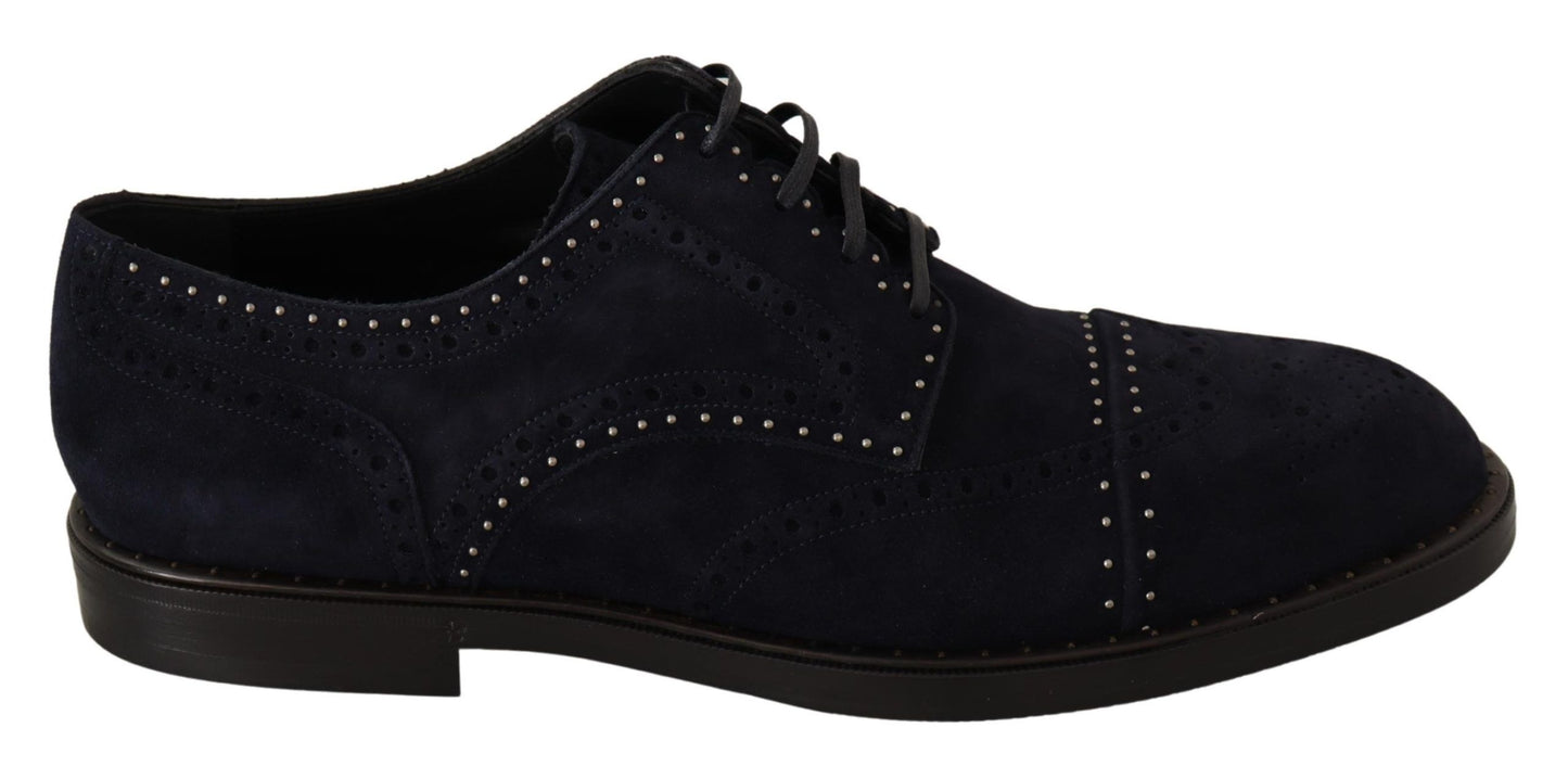 Chaussures derby en cuir de daim bleu avec clous de Dolce & Gabbana