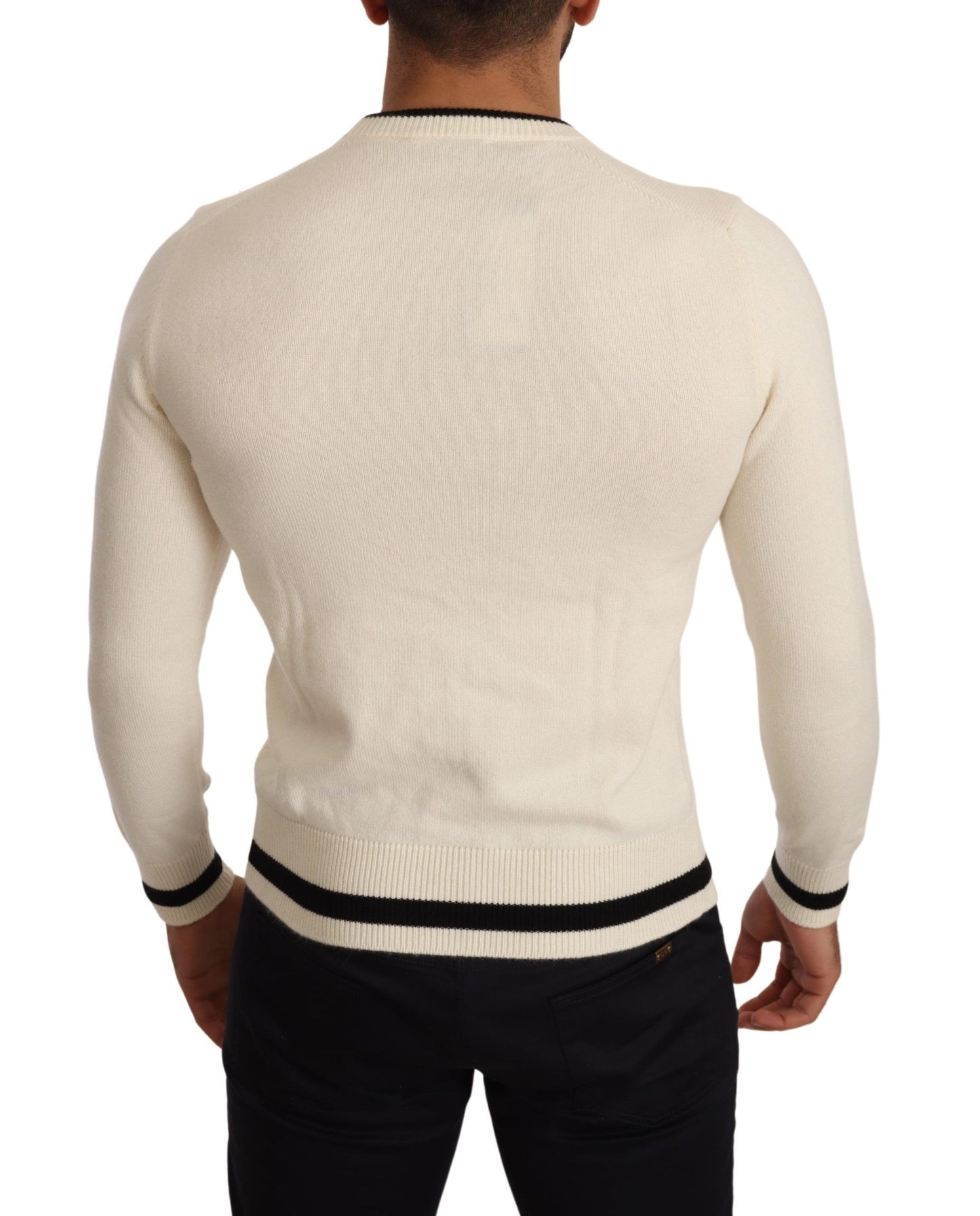 Pull en cachemire blanc à armoiries de Dolce & Gabbana