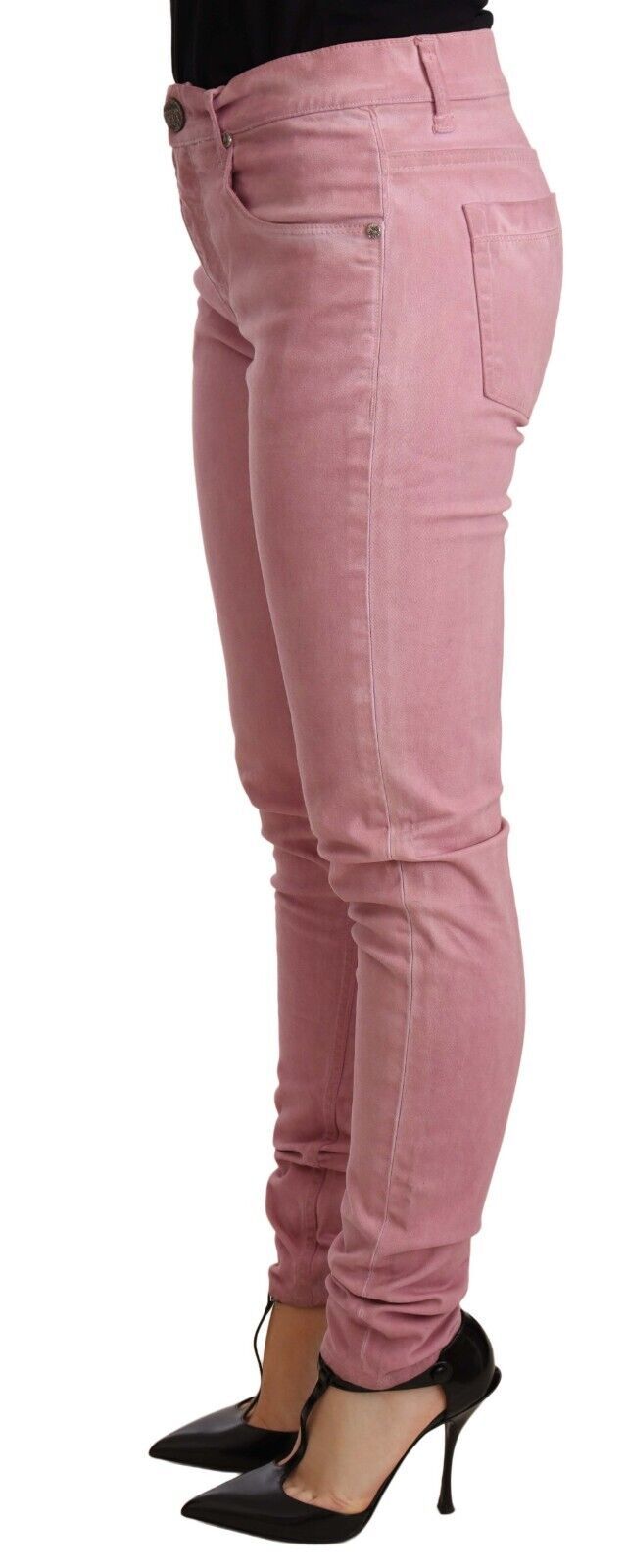 Pantalon en jean skinny pour femme, coupe slim, en coton rose, Acht.