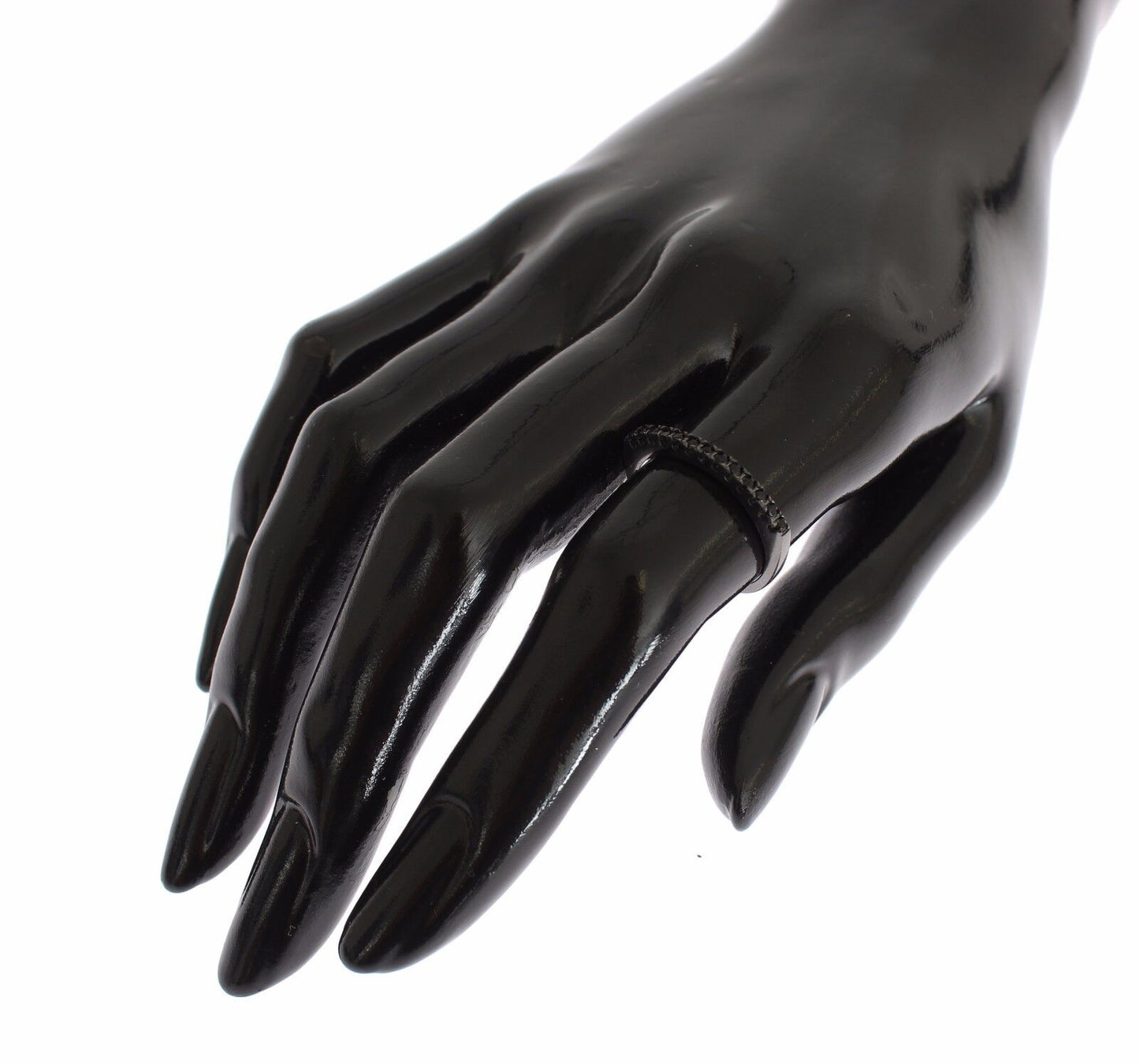 Nialaya Zwarte CZ Rhodium 925 Zilveren Damesring