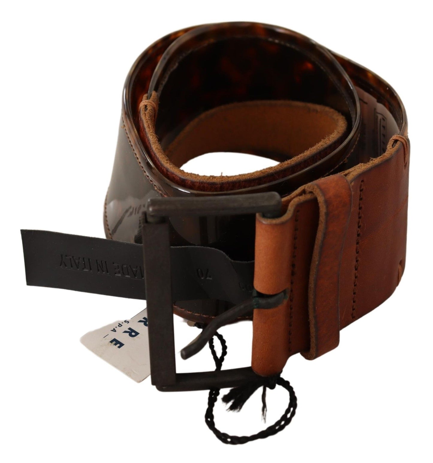 Ermanno Scervino Ceinture à boucle en cuir marron foncé