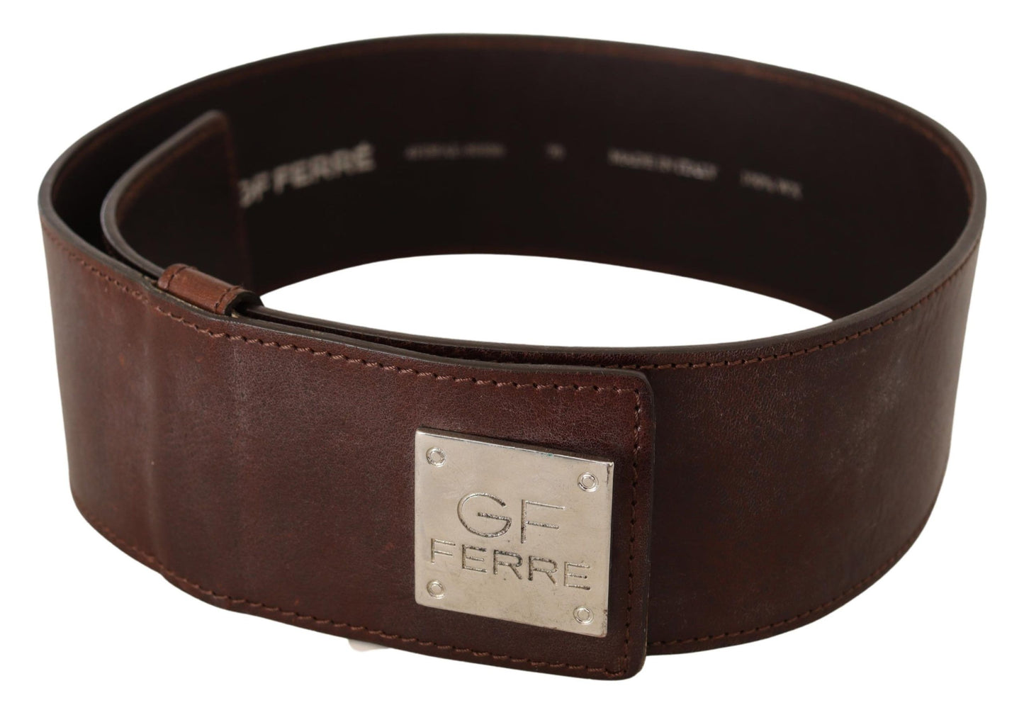Ceinture nationale en cuir noir avec boucle argentée