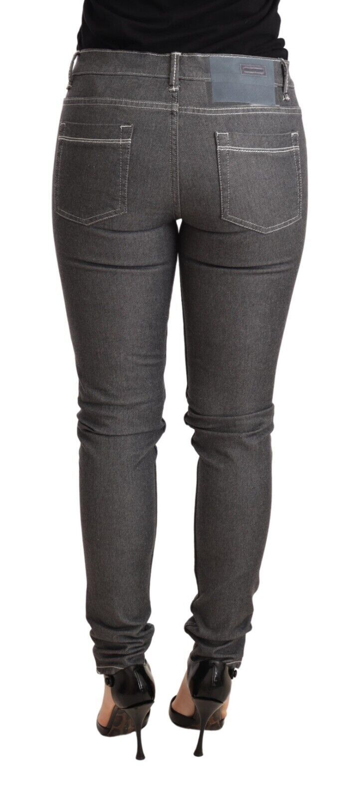 Acht grijze skinny jeans met lage taille