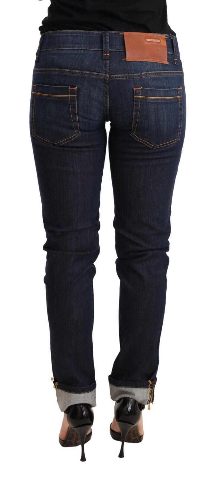 Jean skinny taille basse en coton délavé bleu pour femme Acht
