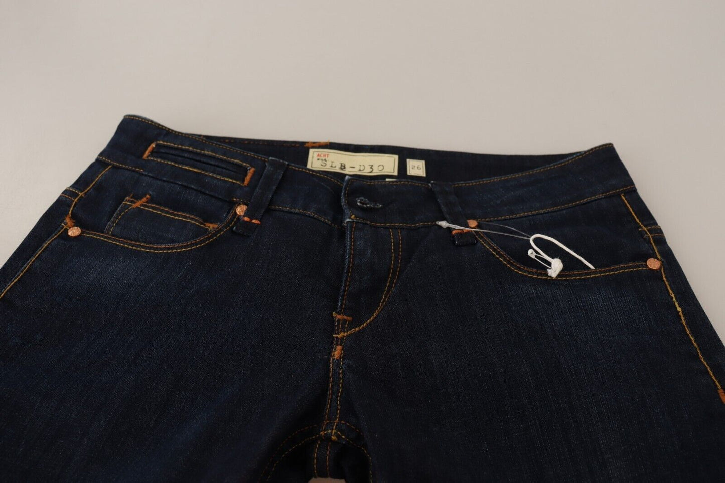 Jean skinny taille basse en coton délavé bleu pour femme Acht