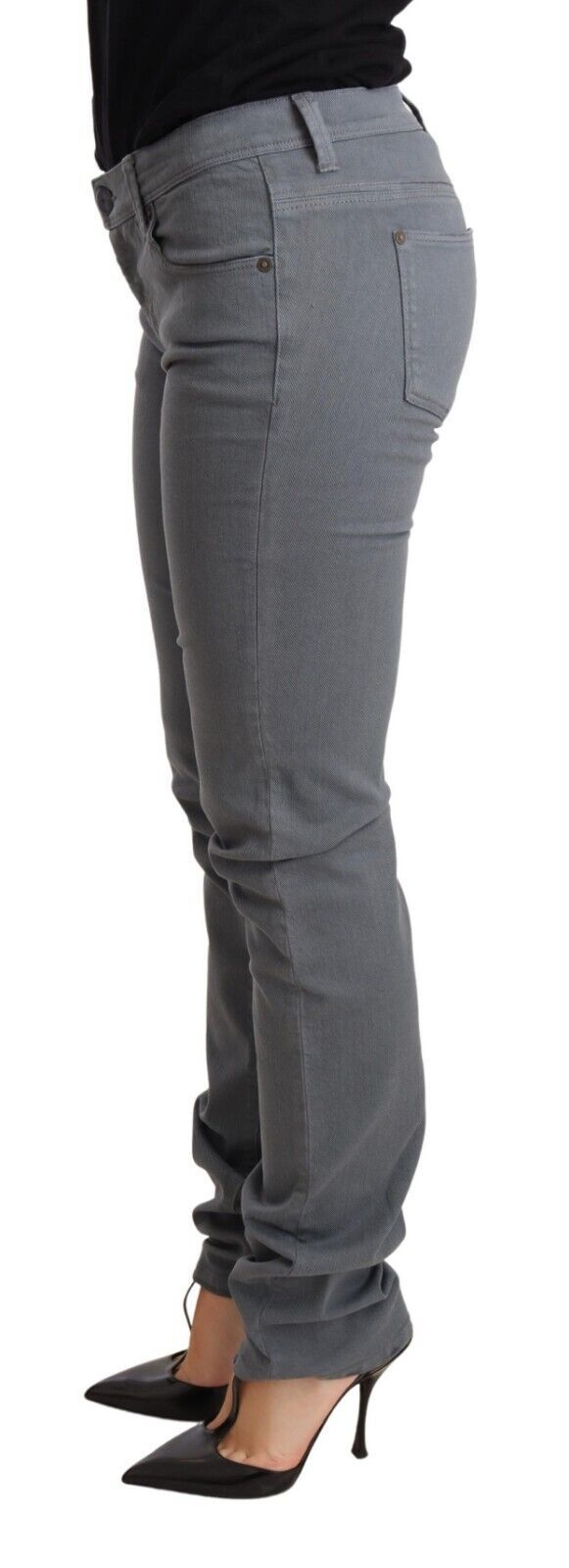 Ermanno Scervino grijze, smalle, skinny broek van katoen met lage taille.