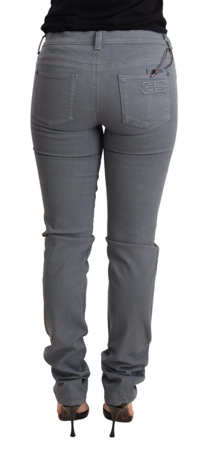 Ermanno Scervino grijze, smalle, skinny broek van katoen met lage taille.