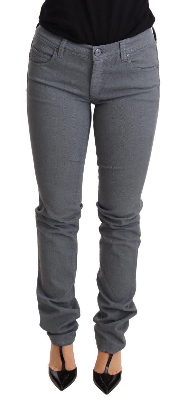 Ermanno Scervino grijze, smalle, skinny broek van katoen met lage taille.