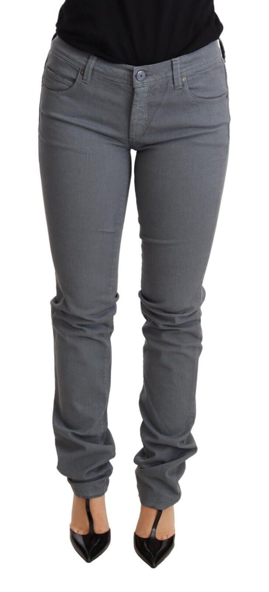 Ermanno Scervino grijze, smalle, skinny broek van katoen met lage taille.