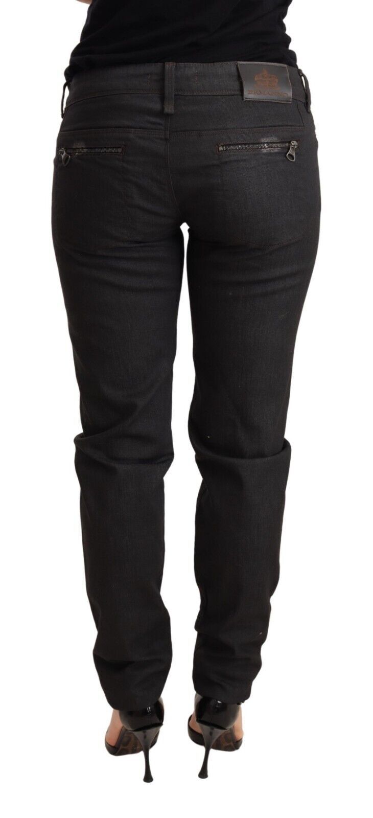 Jean slim noir taille basse en coton Ermanno Scervino