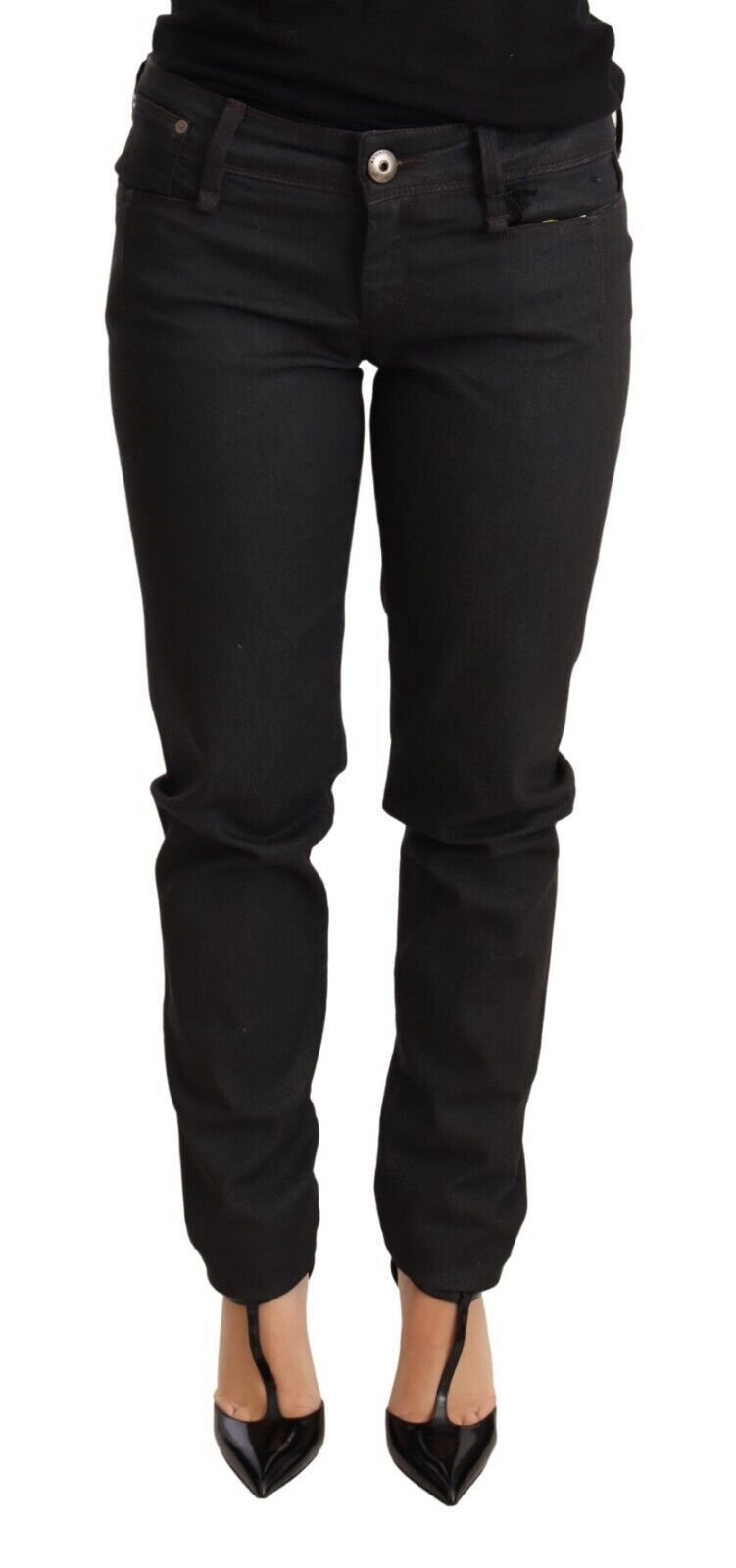 Jean slim noir taille basse en coton Ermanno Scervino