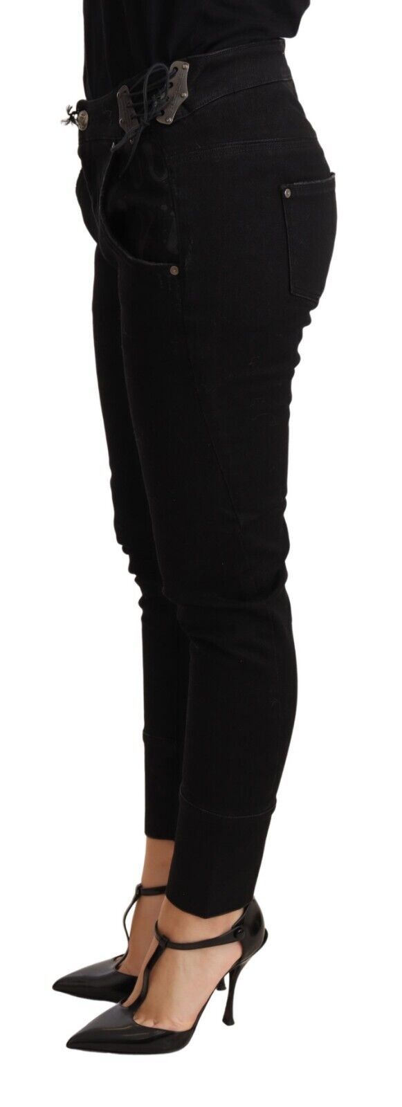 Jean slim noir taille basse en coton Ermanno Scervino