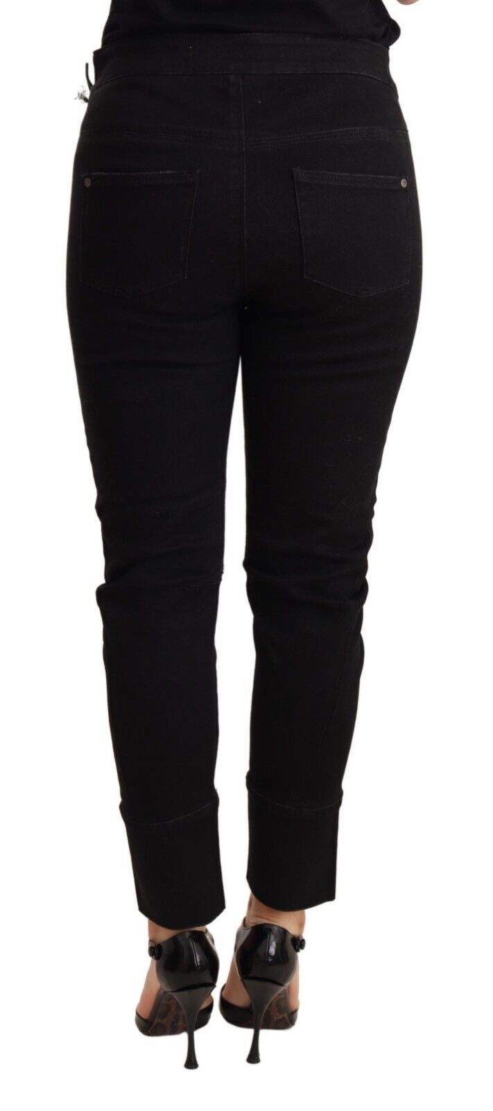 Jean slim noir taille basse en coton Ermanno Scervino