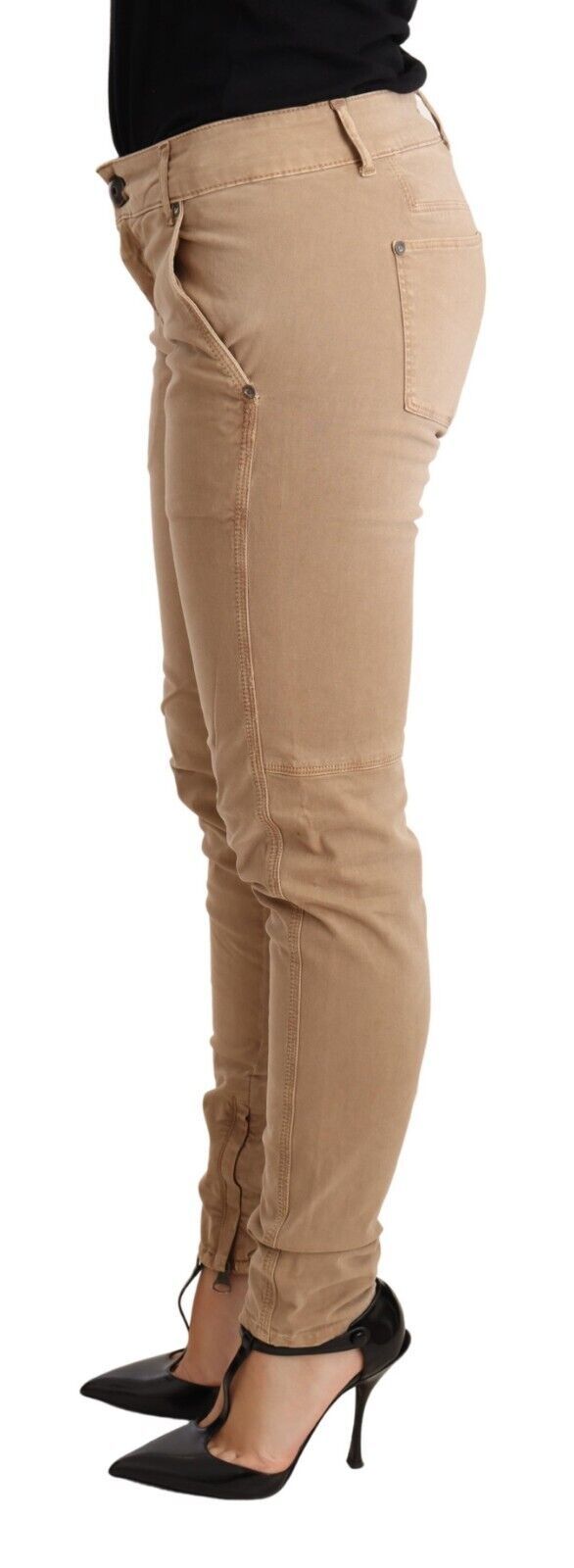 Pantalon en jean skinny taille basse en coton brun Ermanno Scervino