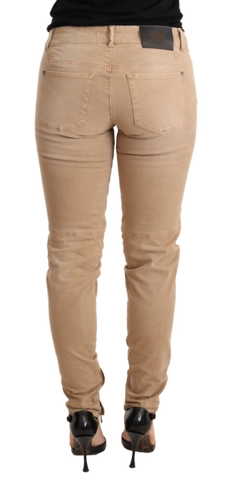 Pantalon en jean skinny taille basse en coton brun Ermanno Scervino
