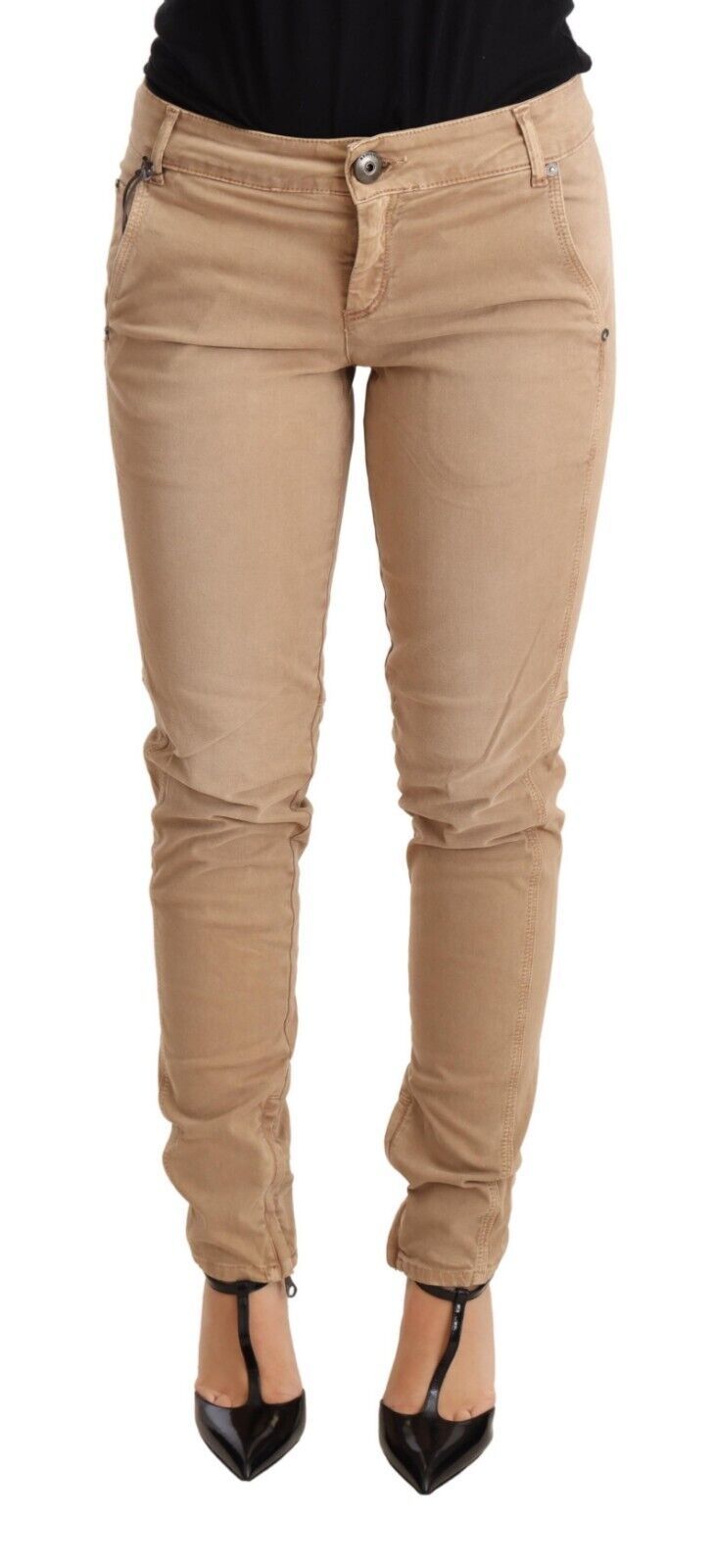 Pantalon en jean skinny taille basse en coton brun Ermanno Scervino