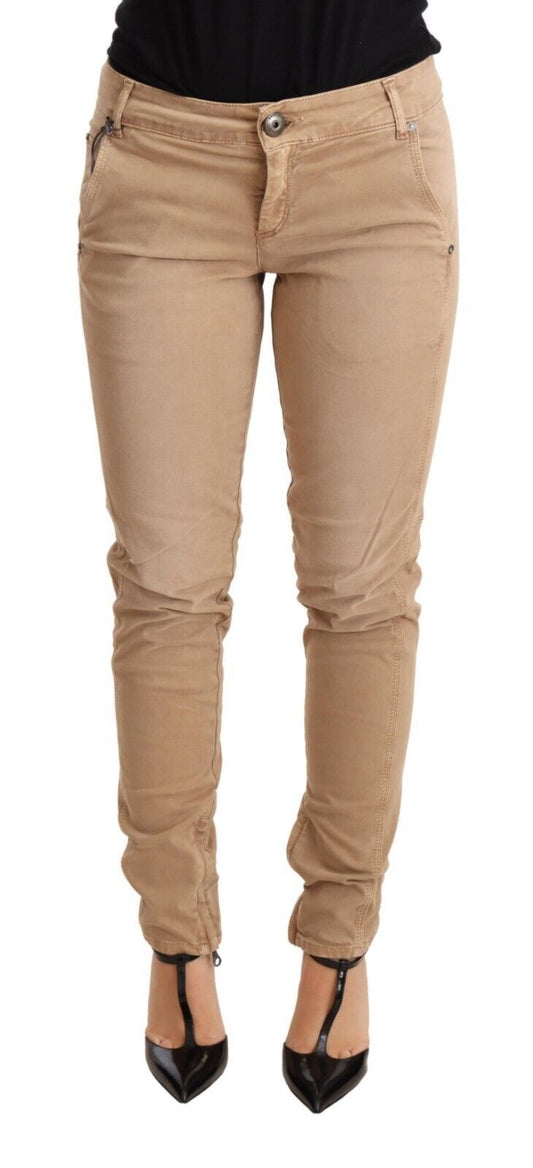 Ermanno Scervino Bruine Skinny Denim Broek met Lage Taille, Gemaakt van Katoen