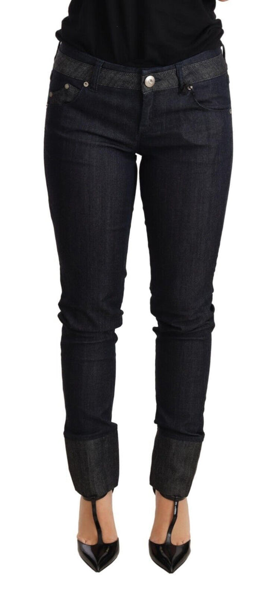 Ermanno Scervino blauwe skinny jeans met opgerolde zoom, gemaakt van katoen.