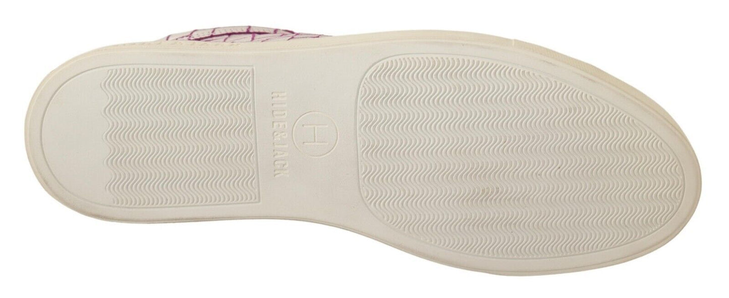 Sneakers basses à lacets en cuir blanc et bordeaux HIDE & JACK