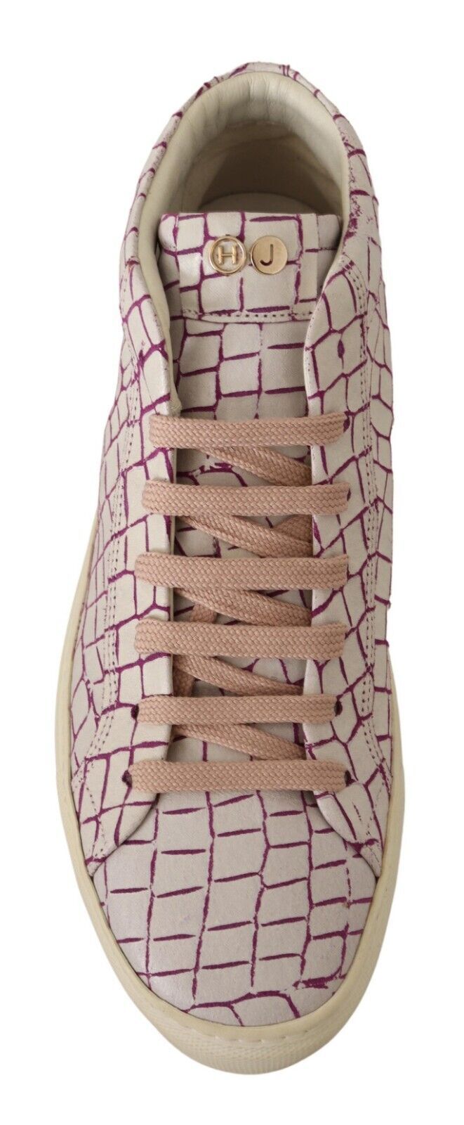 Sneakers basses à lacets en cuir blanc et bordeaux HIDE & JACK