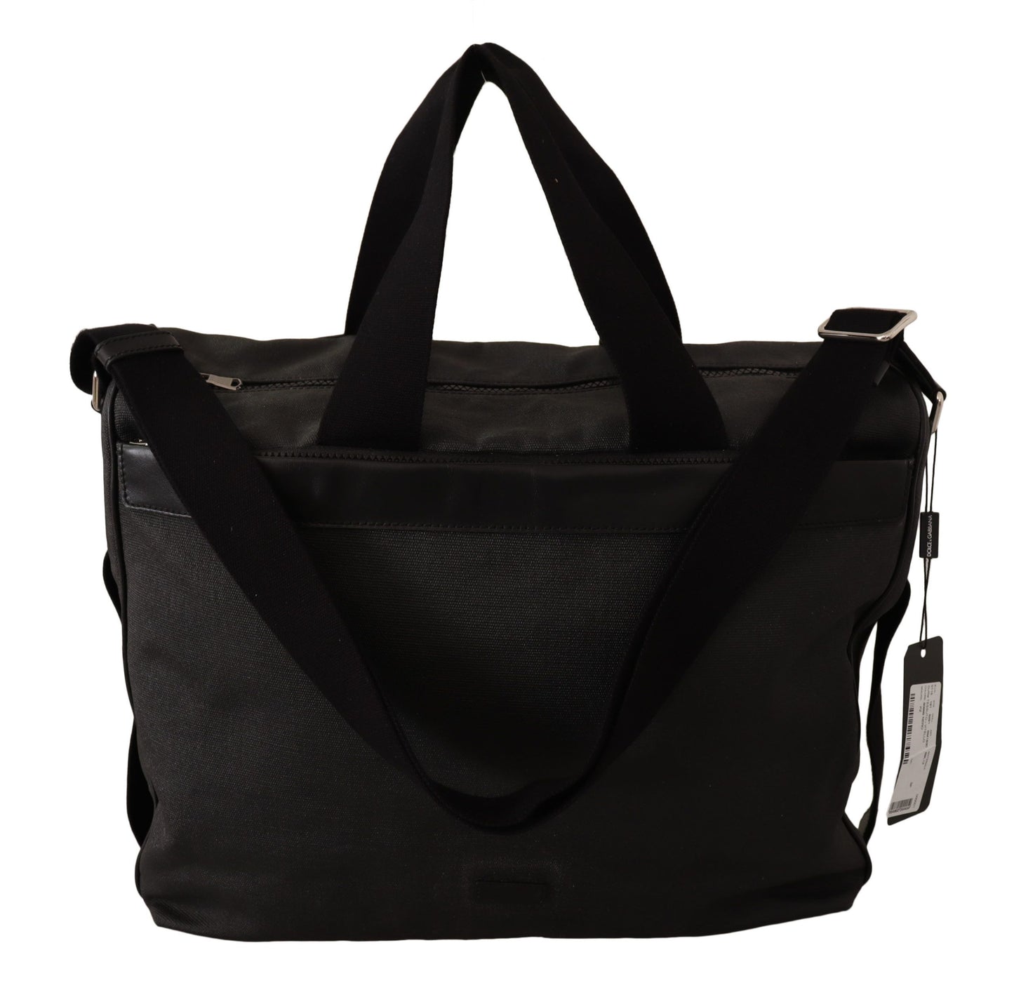 Sac messager à bandoulière en cuir denim noir Dolce & Gabbana