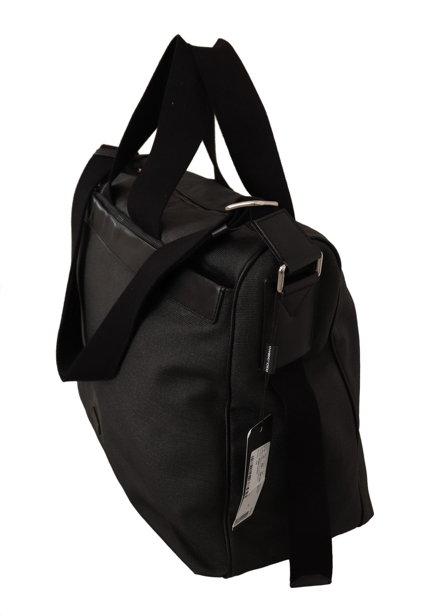Sac messager à bandoulière en cuir denim noir Dolce & Gabbana