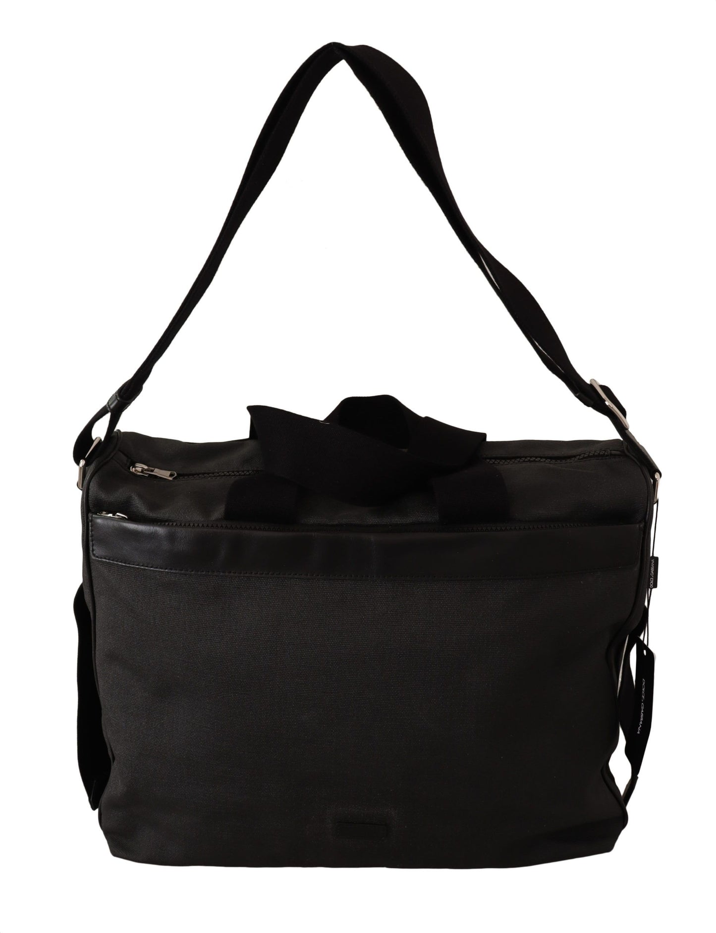 Sac messager à bandoulière en cuir denim noir Dolce & Gabbana