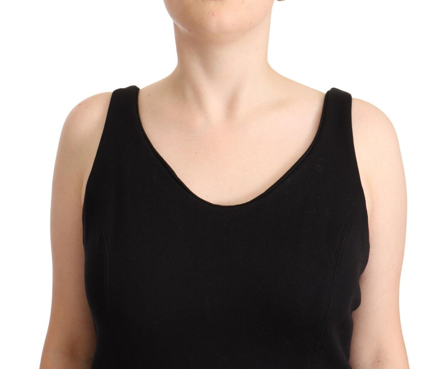 Haut débardeur noir en coton sans manches, style décontracté, Ermanno Scervino.