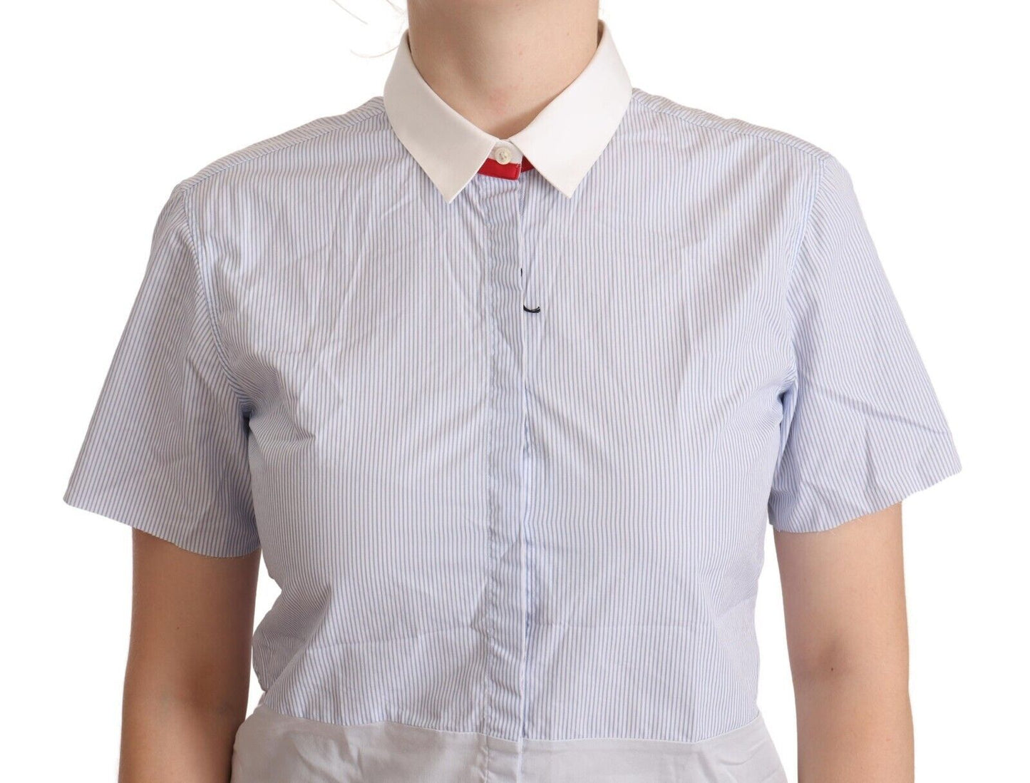 Polo à manches courtes en coton bleu clair AGLINI avec col.